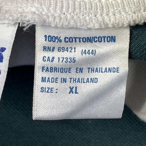 Vintage 90s Reebok Ringer Tee Green‎ & White Logo Shirt XL - Picture 5 of 12